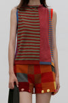 YANYAN KNITS 2025 Fall/Winter Collection: Stand-up Collar Vest (YYK-YYW25-1631-PS) - Color Block Design